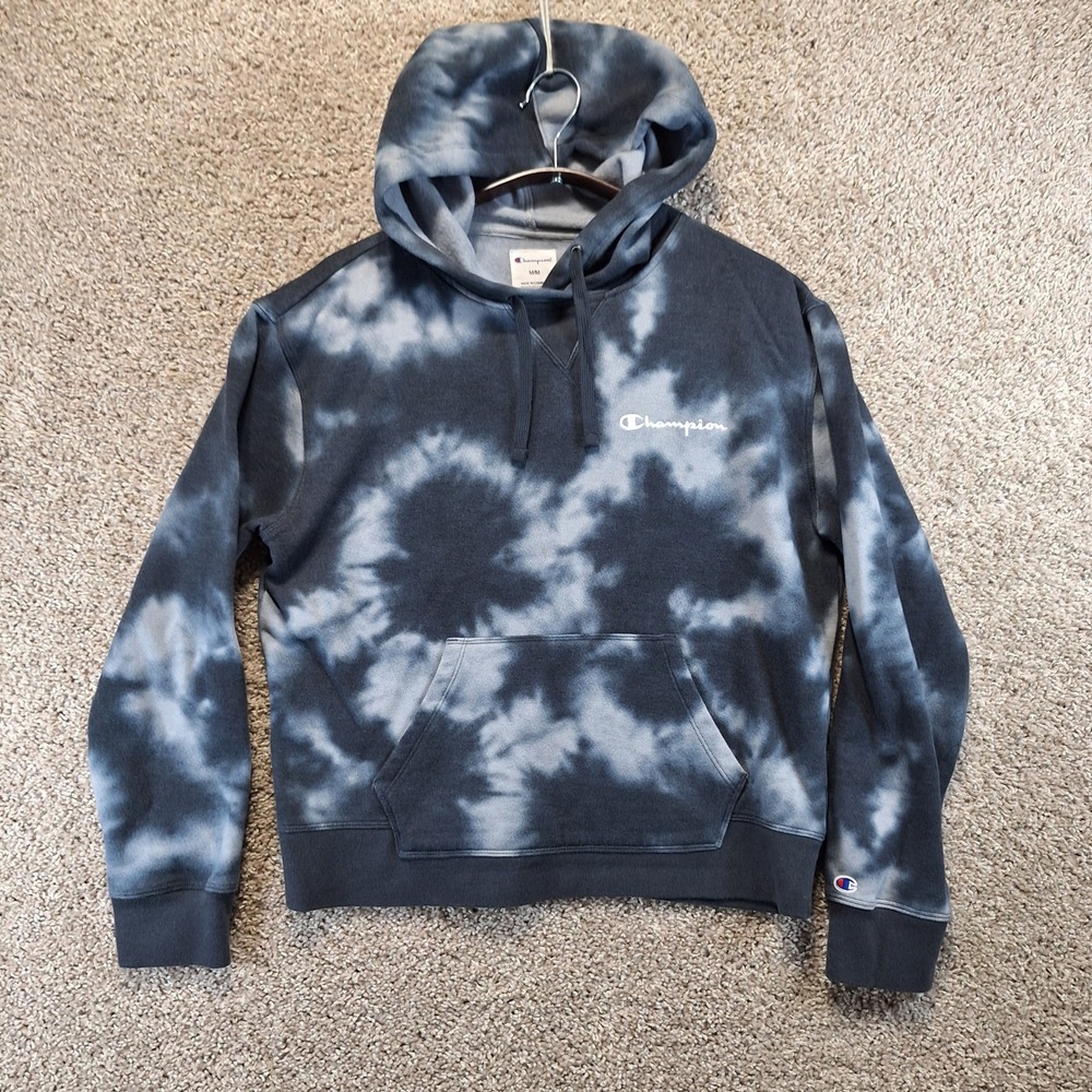 Champion Hoodie‎ Womens Medium Blue Tie Dye Pullover Long Sleeve Athleisure